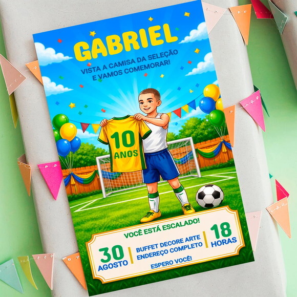 Convite Aniversário Futebol Copa do Mundo