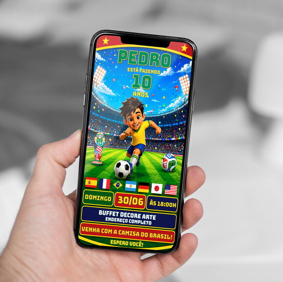 Convite Aniversário Futebol Copa do Mundo Ingresso Vip