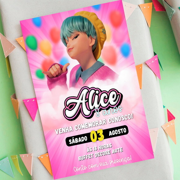 Convite Aniversário Guerreiras do Kpop Baby - Saja Boys