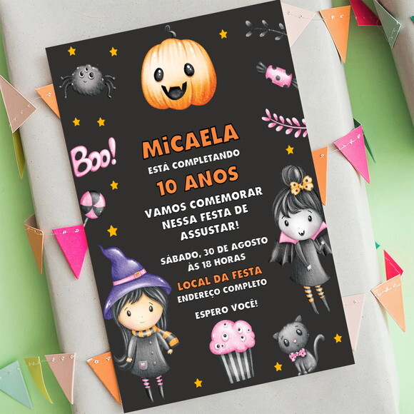 Convite Aniversário Halloween Abóbora