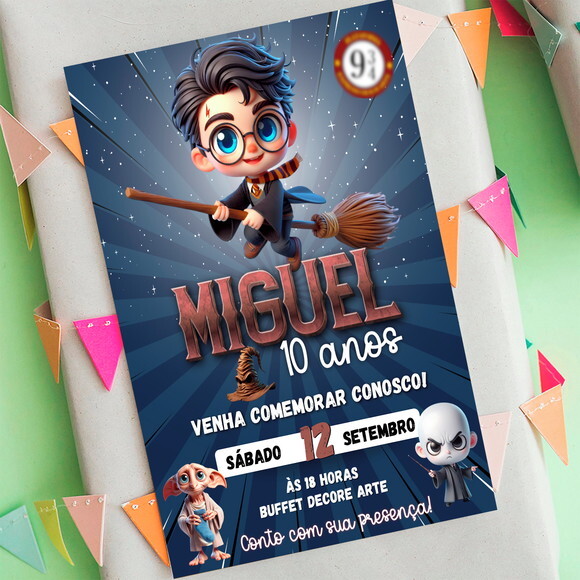 Convite Aniversário Harry Potter Digital