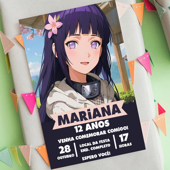 Convite Aniversário Hinata Naruto Digital
