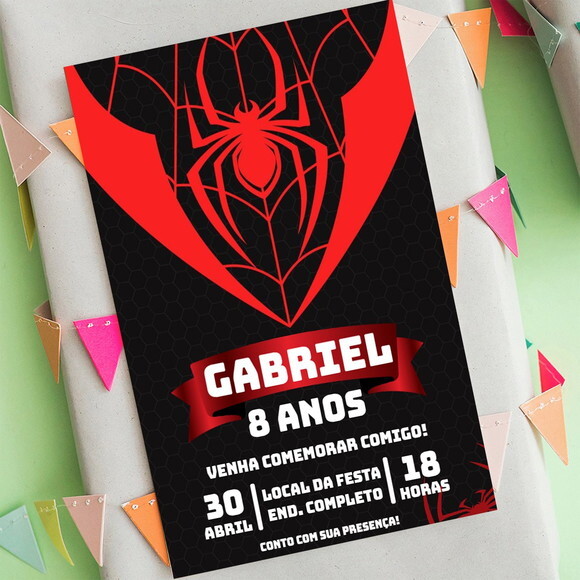 Convite Aniversário Homem Aranha Digital