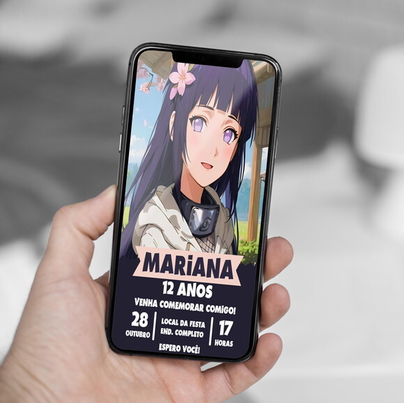 Convite Aniversário Hinata Naruto Digital
