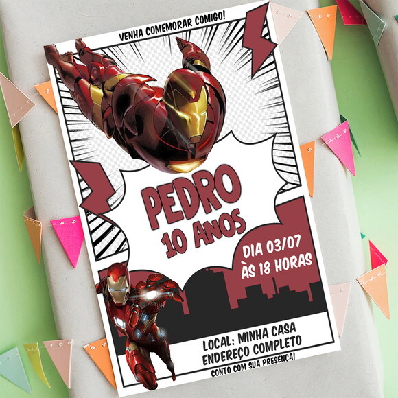 Convite Aniversário Homem de Ferro Digital