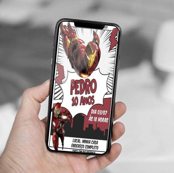 Convite Aniversário Homem de Ferro Digital