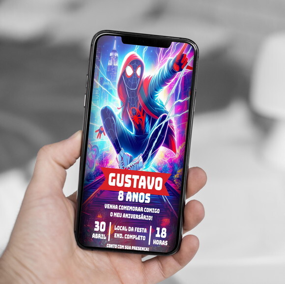Convite Aniversário Homem Aranha Miles Morales
