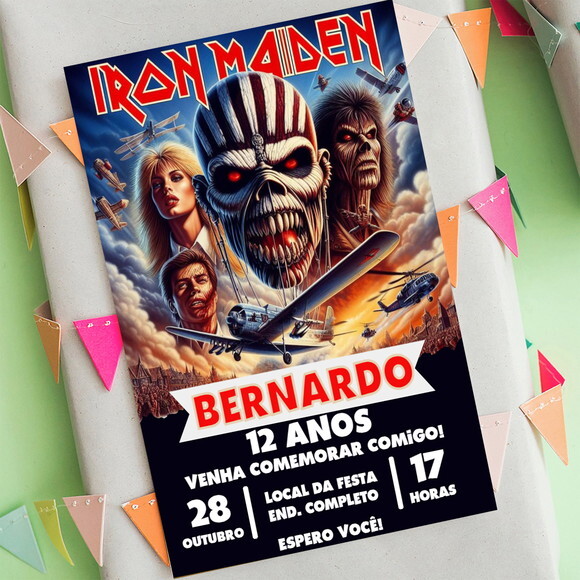 Convite Aniversário Iron Maiden Digital