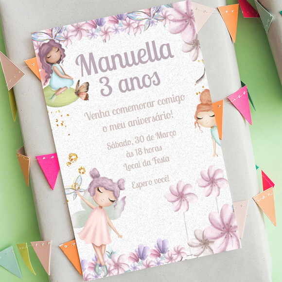 Convite Aniversário Jardim das Fadas