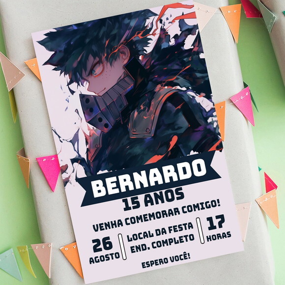 Convite Aniversário Izuka My Hero Acade