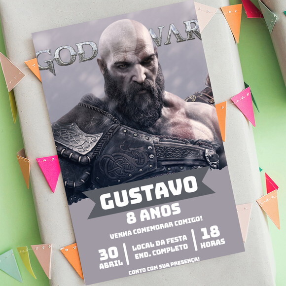 Convite Aniversário Kratos God Of War