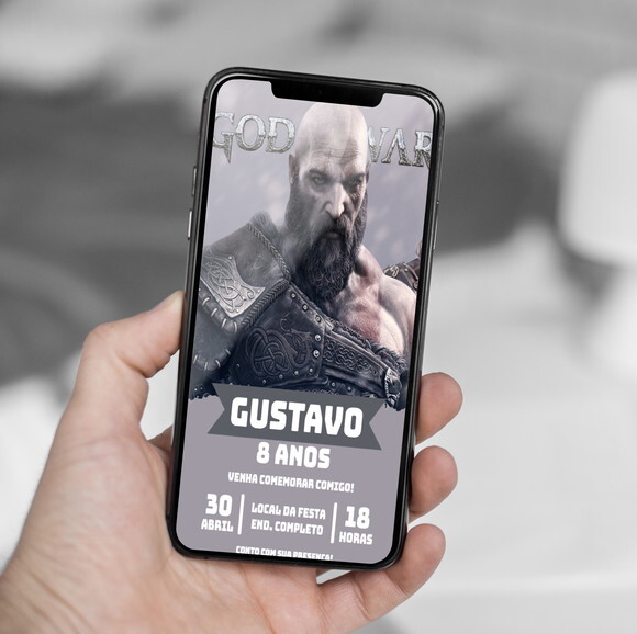 Convite Aniversário Kratos God Of War
