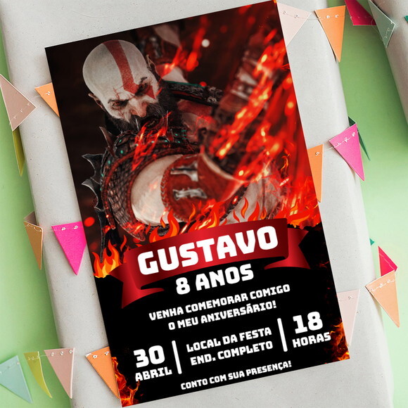 Convite Aniversário Kratos God Of War