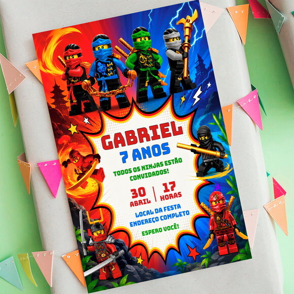 Convite Aniversário Lego Ninjago