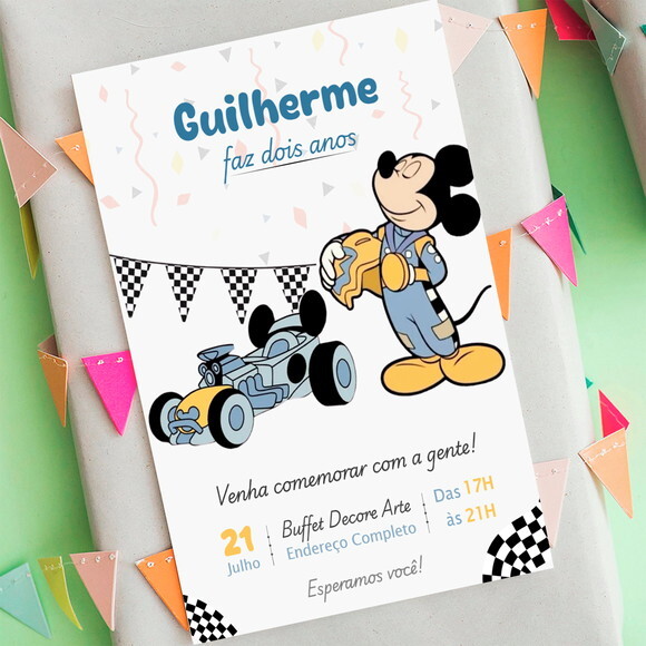 Convite Aniversário Mickey Mouse Corrida