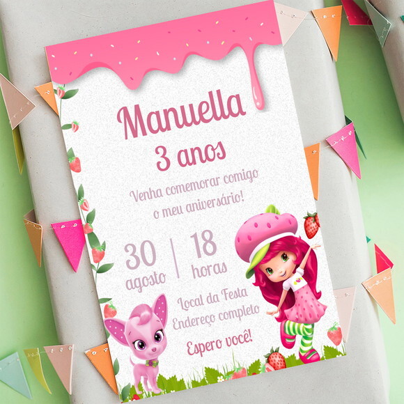 Convite Aniversário Moranguinho