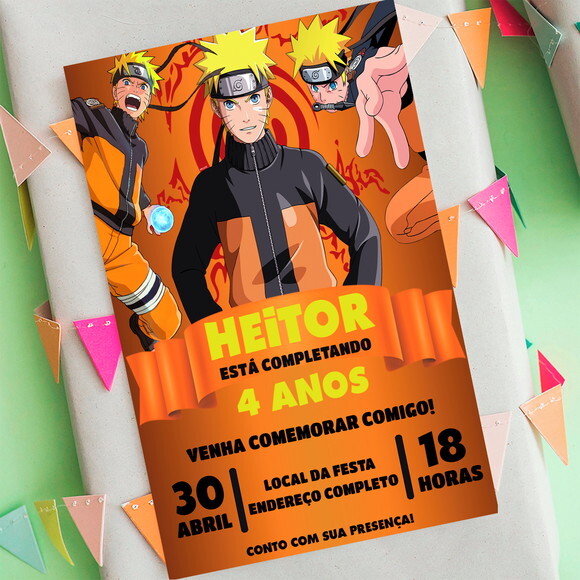 Convite Aniversário Naruto