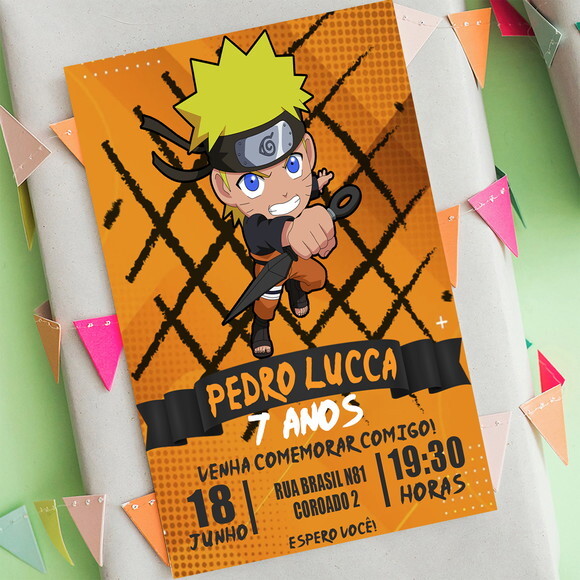 Convite Aniversário Naruto Uzumaki Bebê