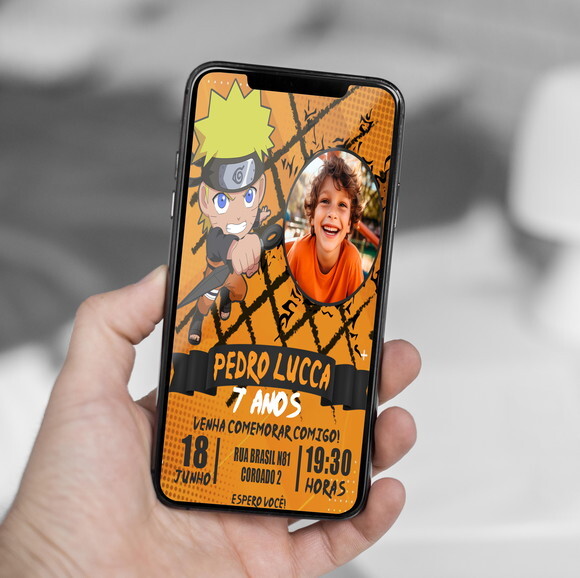 Convite Aniversário Naruto Uzumaki Bebê com Foto
