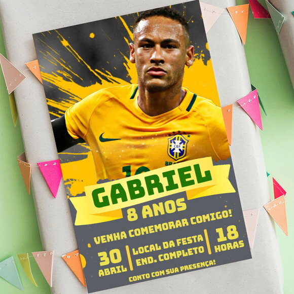 Convite Aniversário Neymar Jogador Futebol Camisa Brasil