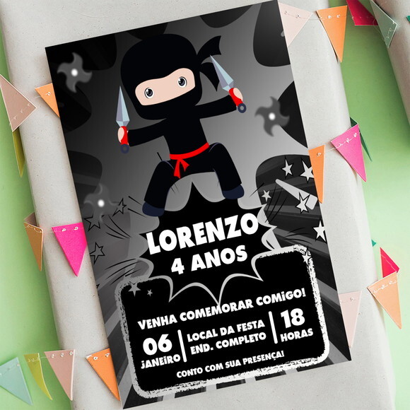 Convite Aniversário Ninja