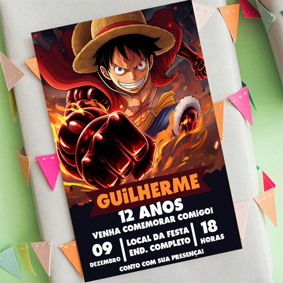 Convite Aniversário One Piece Luffy