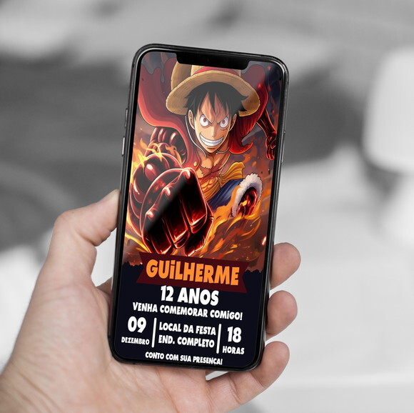 Convite Aniversário One Piece Luffy