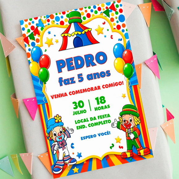 Convite Aniversário Palhaços Patati e Patatá Digital