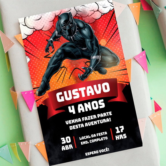 Convite Aniversário Pantera Negra