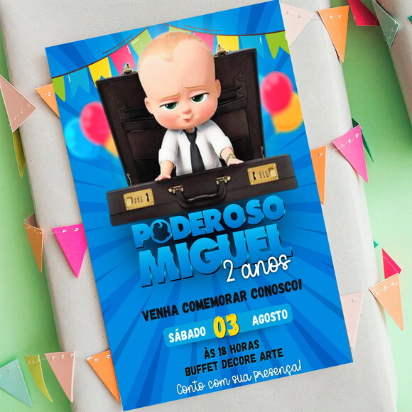 Convite Aniversário Poderoso Chefinho Digital