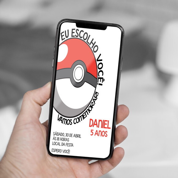 Convite Aniversário Pokemon Pokebola