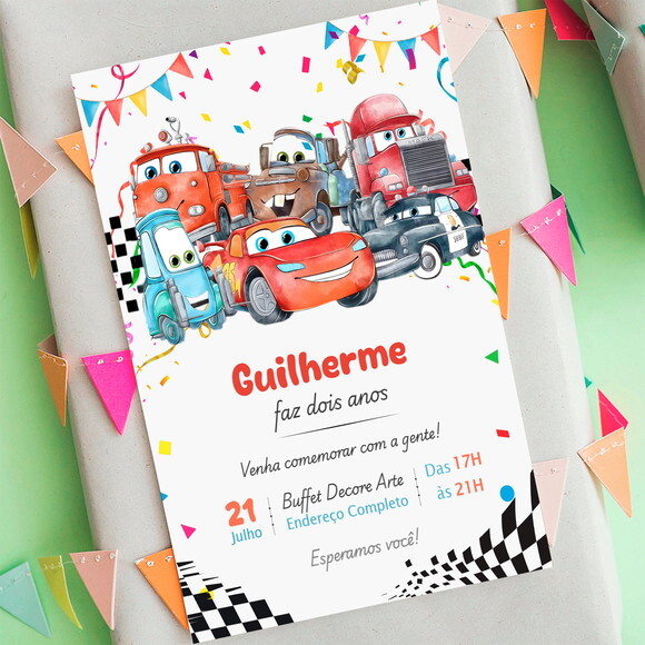 Convite Aniversário Relâmpago Mcqueen Carros