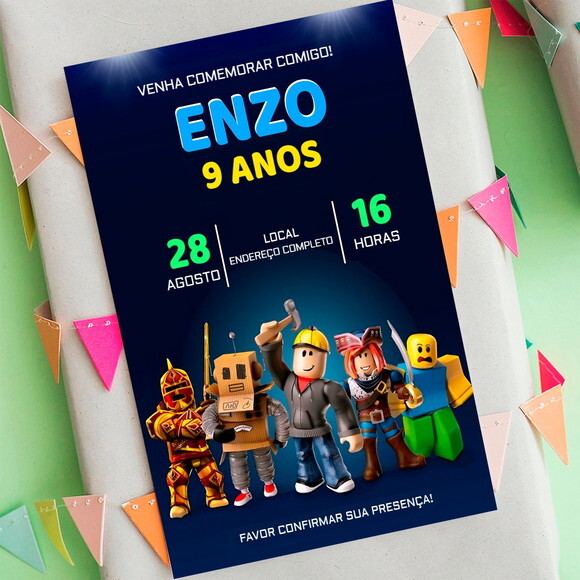 Convite Aniversário Roblox