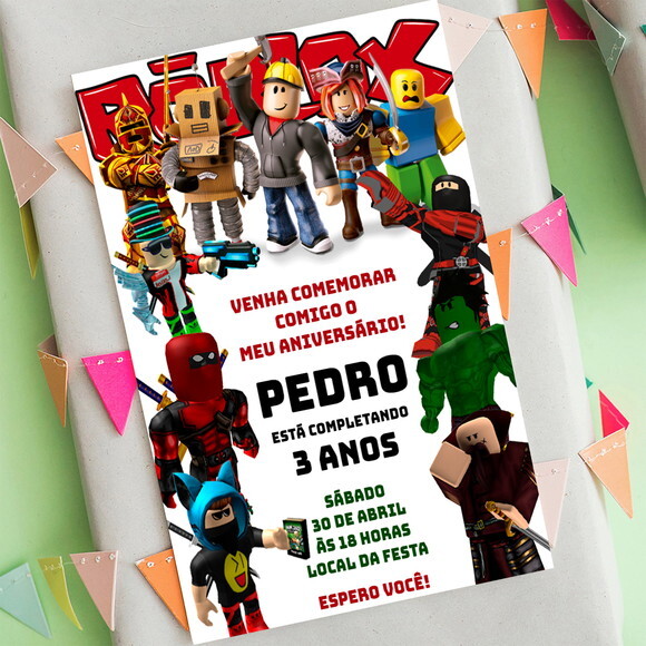 Convite Aniversário Roblox