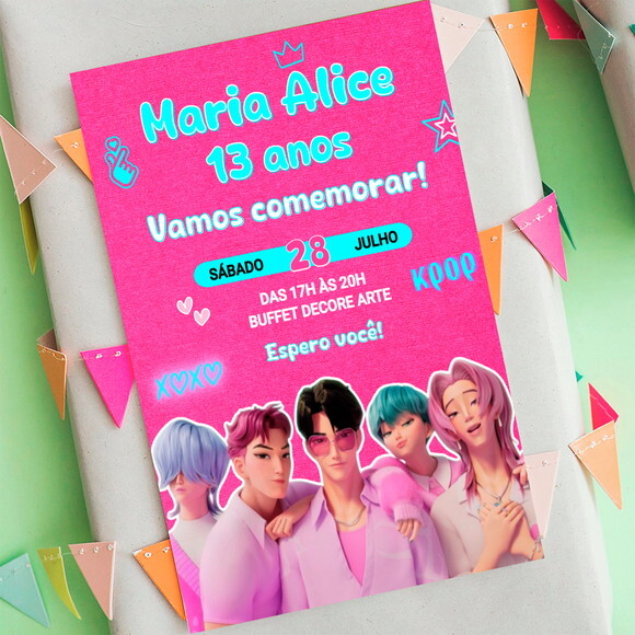 Convite Aniversário Saja Boys Kpop