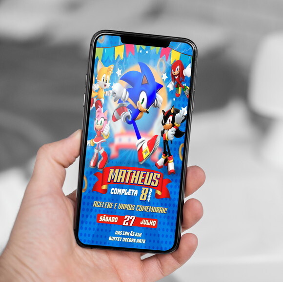 Convite Aniversário Sonic