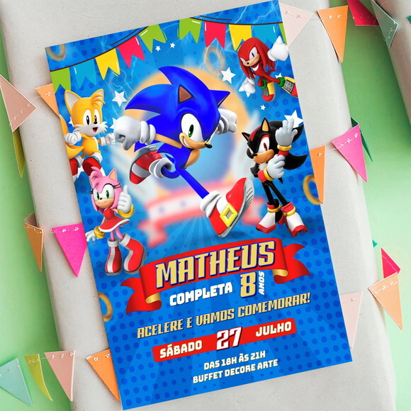 Convite Aniversário Sonic