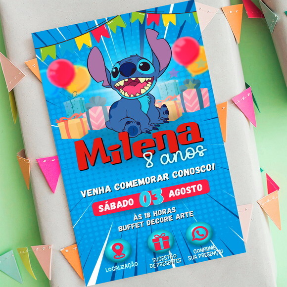 Convite Aniversário Stitch Interativo