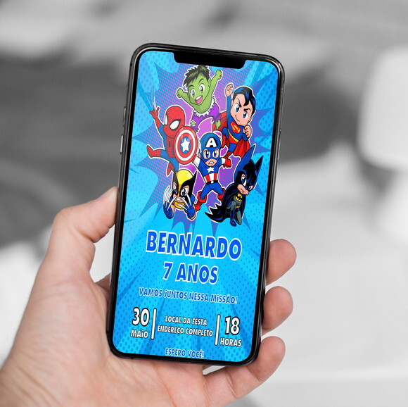 Convite Aniversário Super Heróis