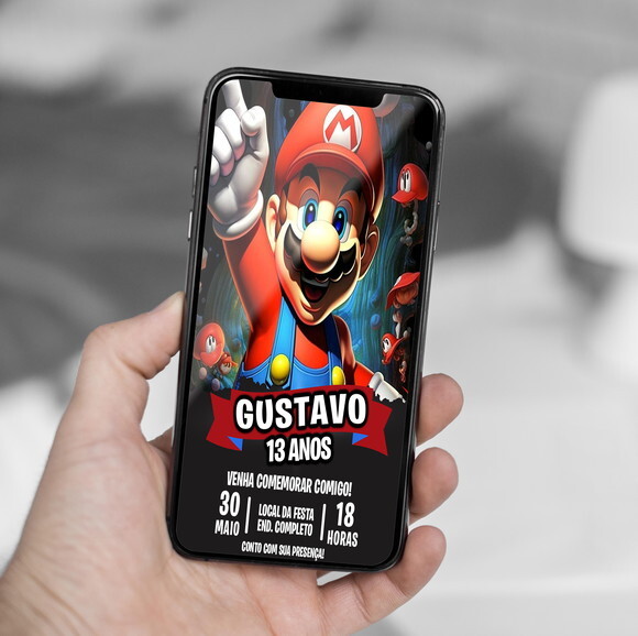 Convite Aniversário Super Mário Bros