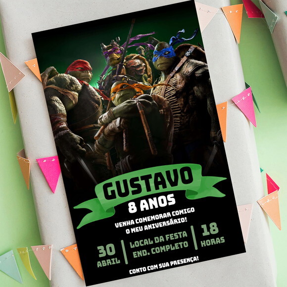 Convite Aniversário Tartarugas Ninja