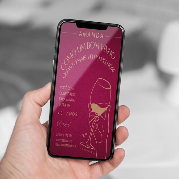 Convite Aniversário Um Bom Vinho