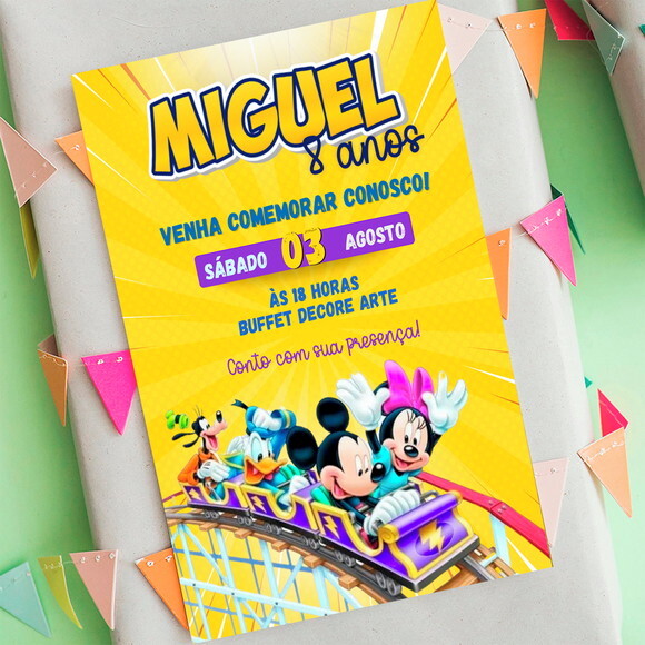 Convite Aniversário Turma do Mickey Digital
