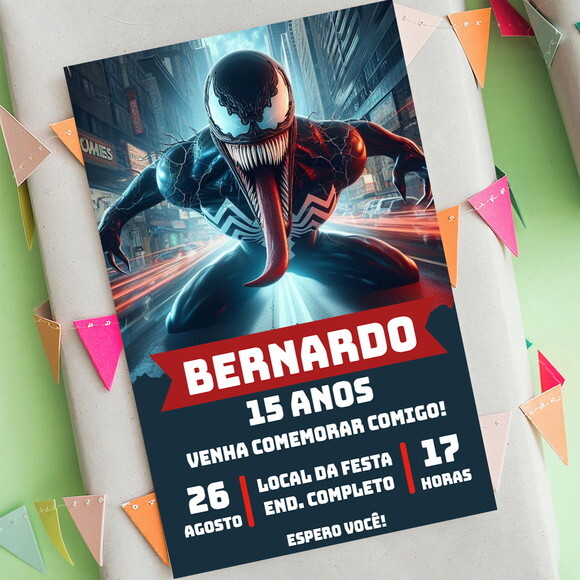 Convite Aniversário Venom Filme Digital