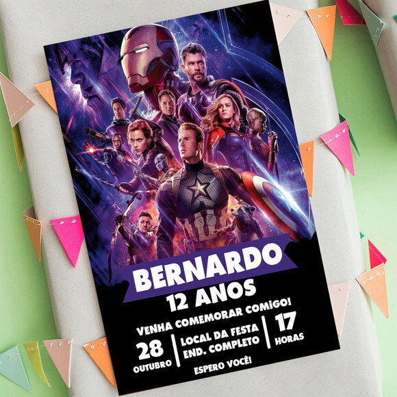 Convite Aniversário Vingadores