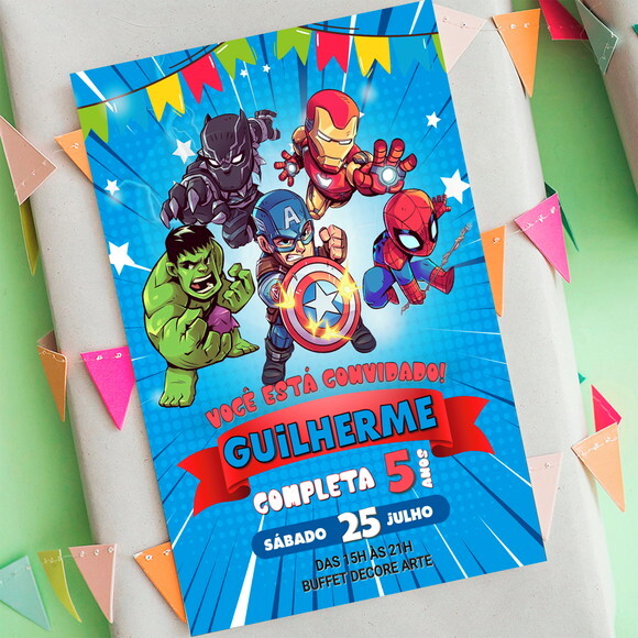Convite Aniversário Vingadores Toy