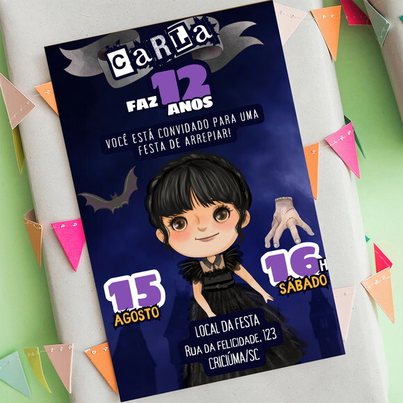 Convite Aniversário Wandinha