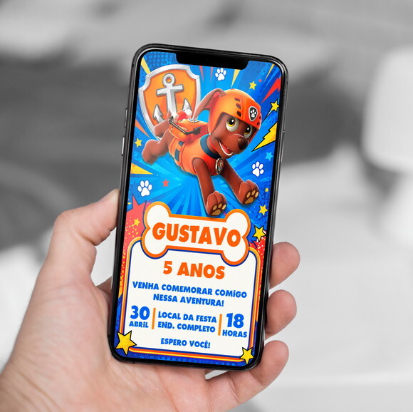 Convite Aniversário Zuma Patrulha Canina