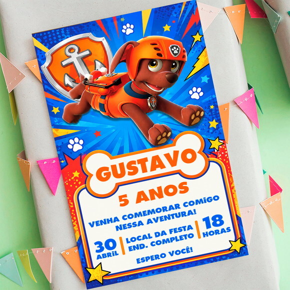 Convite Aniversário Zuma Patrulha Canina