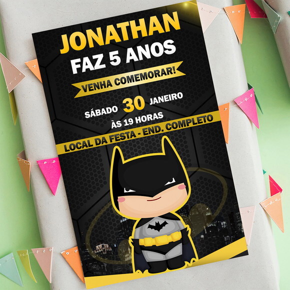 Convite de Aniversário Batman Cute